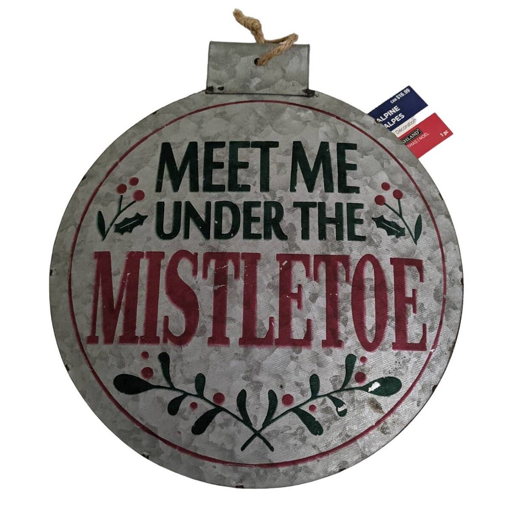 "Meet Me Under The Mistletoe" Christmas Galvanized Hanging Decoration
